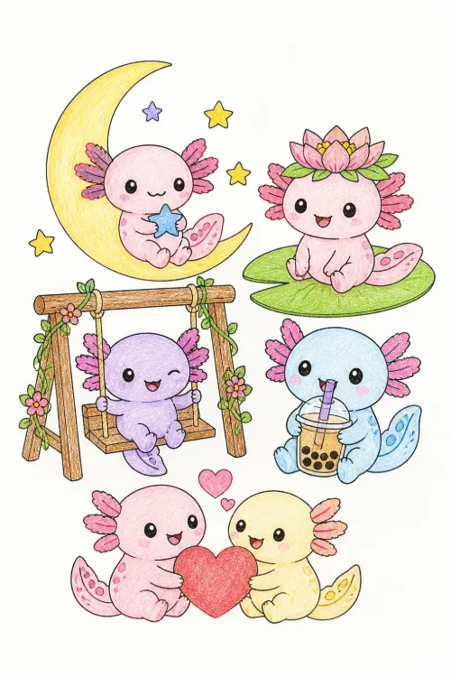 Axolotl coloring pages