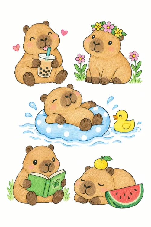 Capybara coloring pages