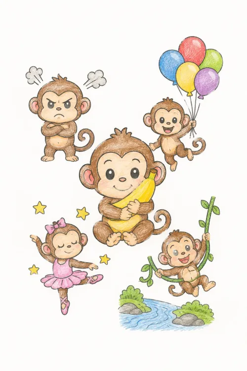 Monkey coloring pages