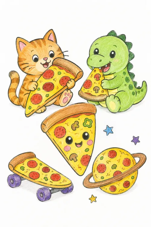 Pizza coloring pages