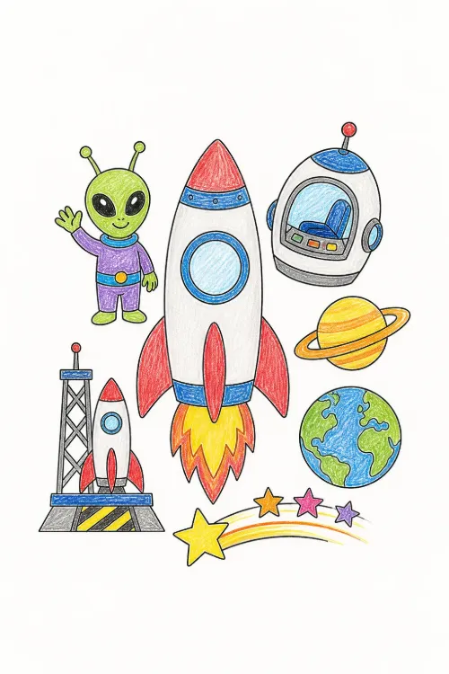 Rocket coloring pages