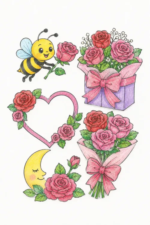 Rose coloring pages