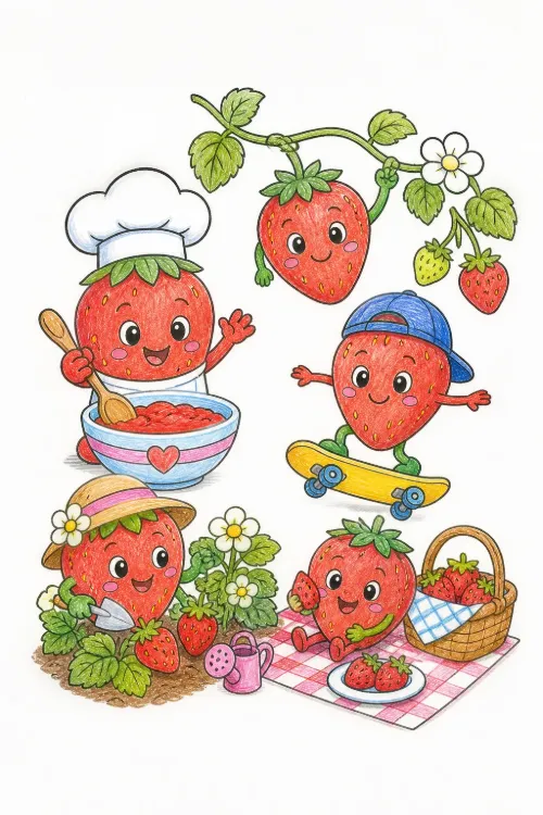 Strawberry coloring pages