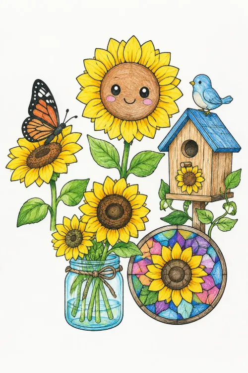 Sunflower coloring pages