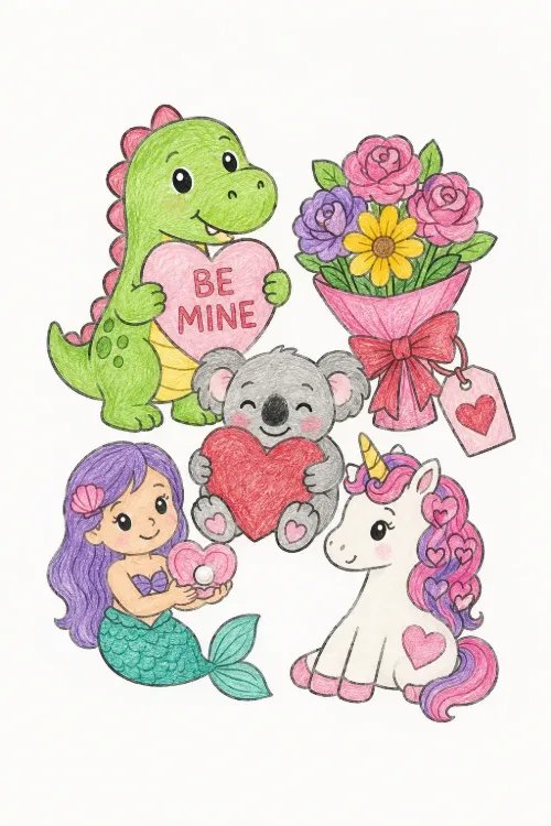 Valentine coloring pages