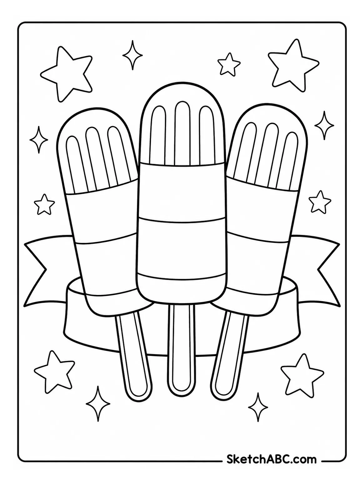 Red White and Blue Popsicles coloring pages