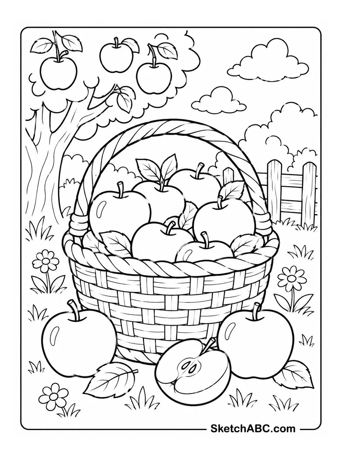 Apple Basket coloring pages