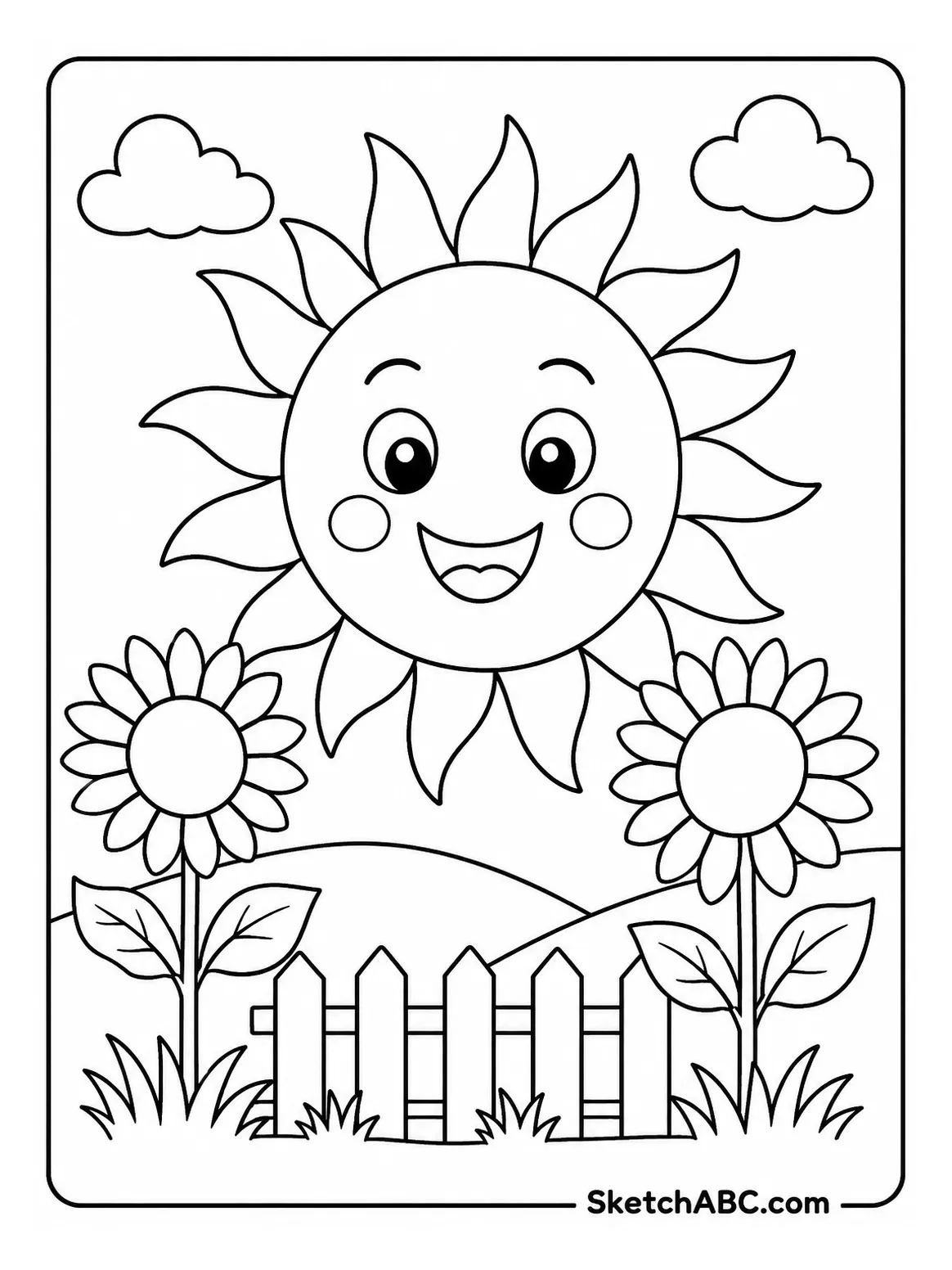 August Happy Sun coloring pages