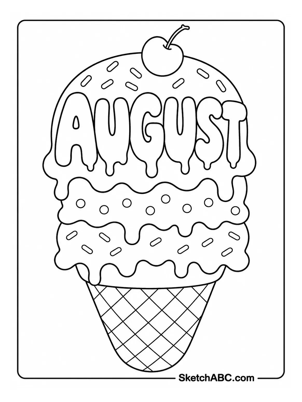 August Written in Ice Creams coloring pages