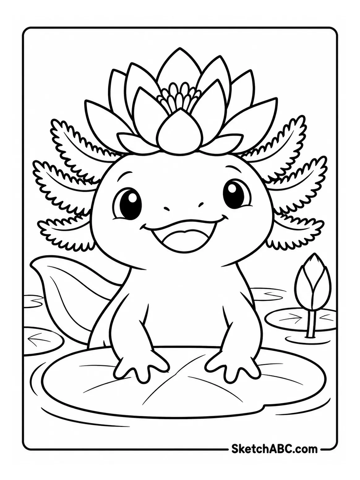 Axolotl With Lotus Crown coloring pages