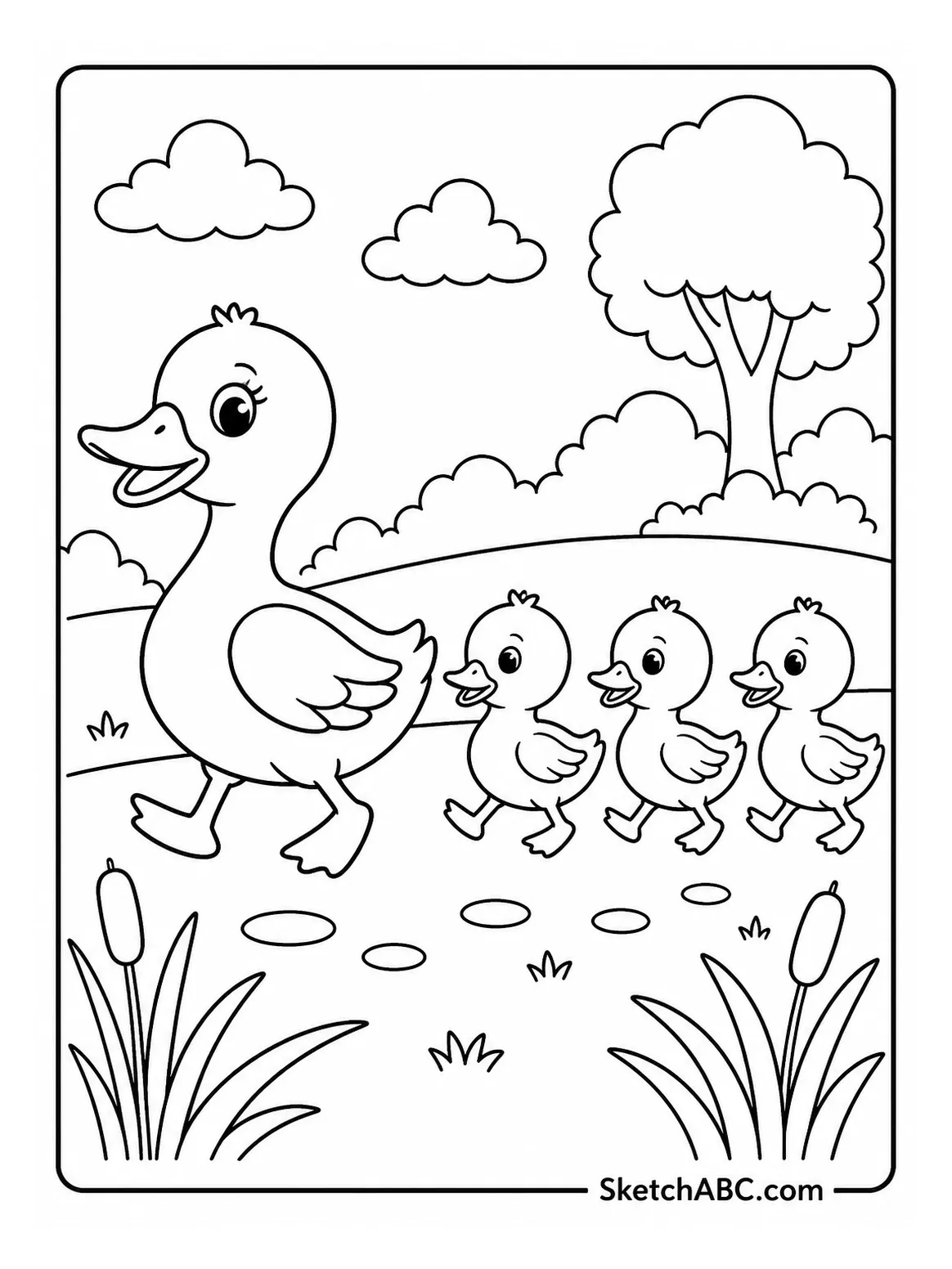 Duck Family Walk coloring pages Duck Family Walk coloring pages