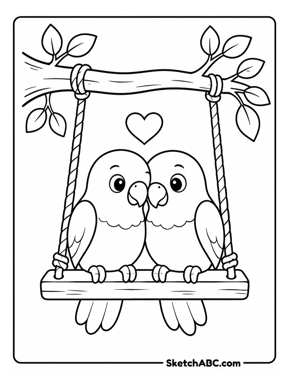 Lovebirds on a Swing coloring pages Lovebirds on a Swing coloring pages