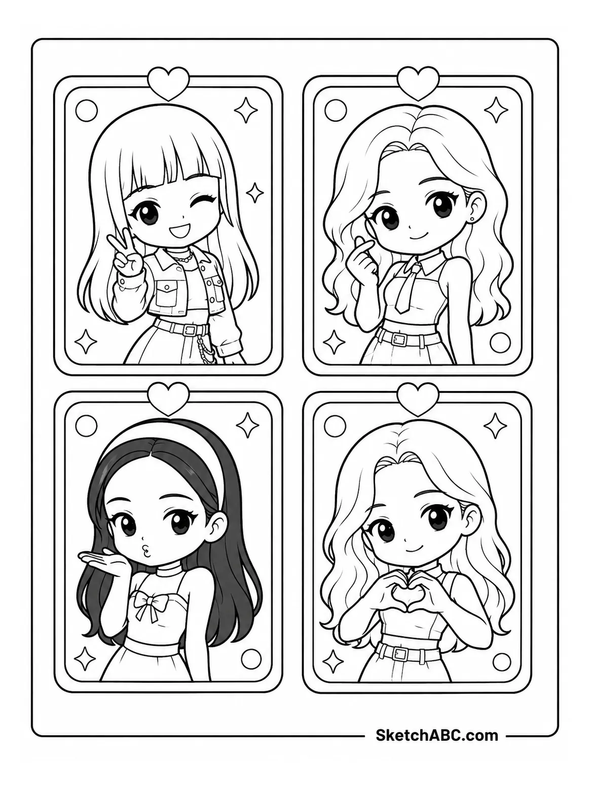 BLACKPINK Chibi Photo Cards coloring pages