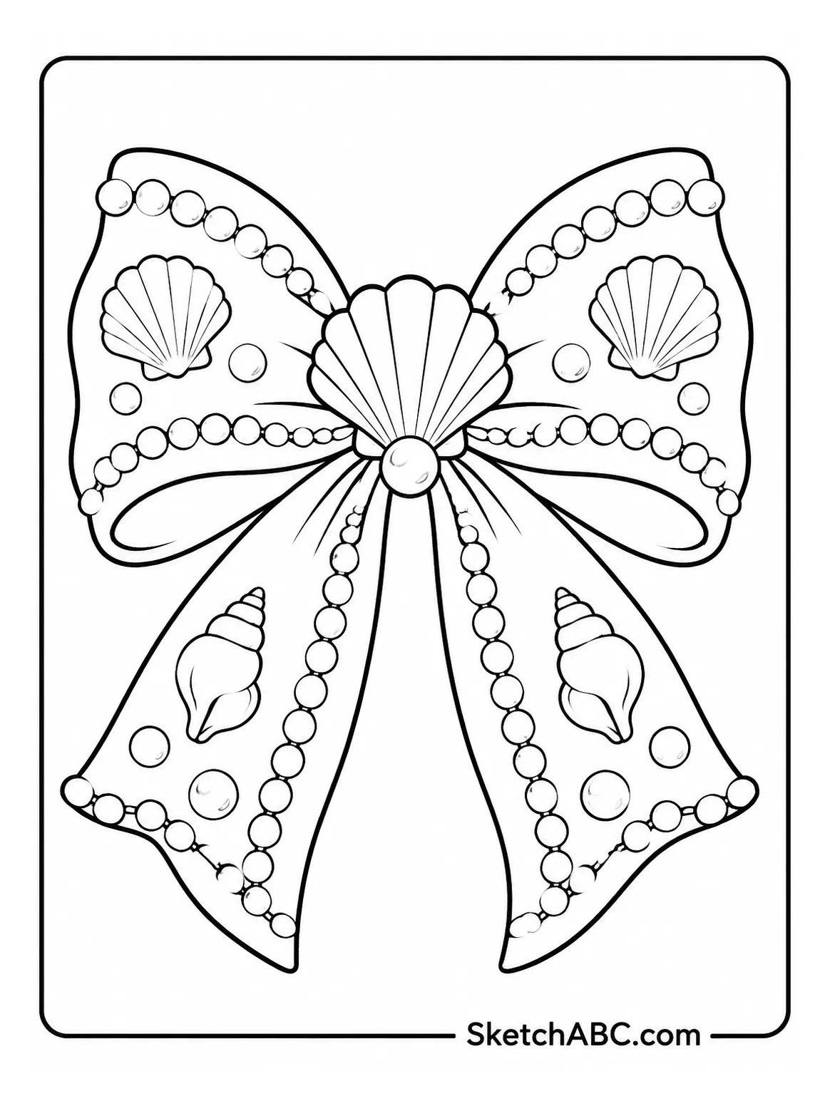 Mermaid Shell Bow coloring pages Mermaid Shell Bow coloring pages