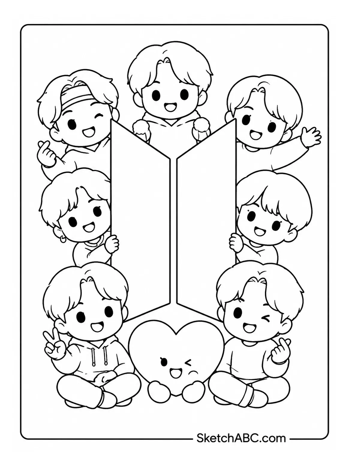 Cute BTS Logo Friends coloring pages Cute BTS Logo Friends coloring pages