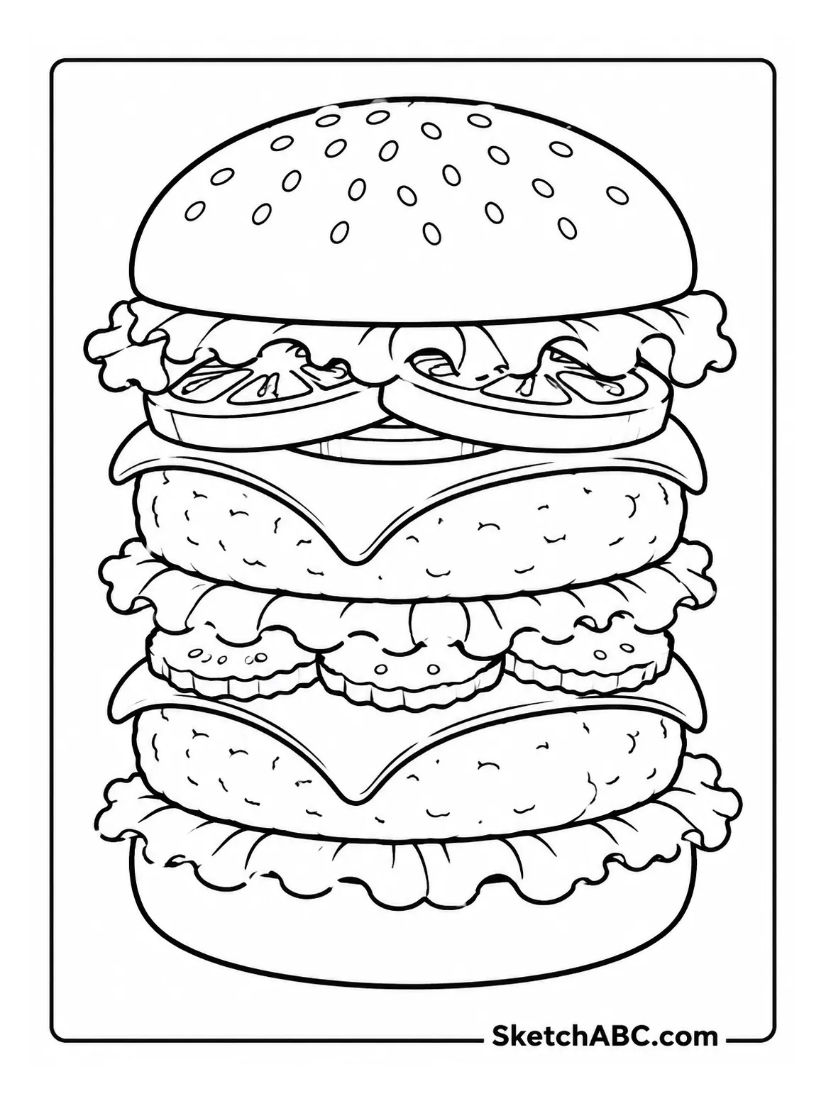 Double Patty Burger Tower coloring pages Double Patty Burger Tower coloring pages