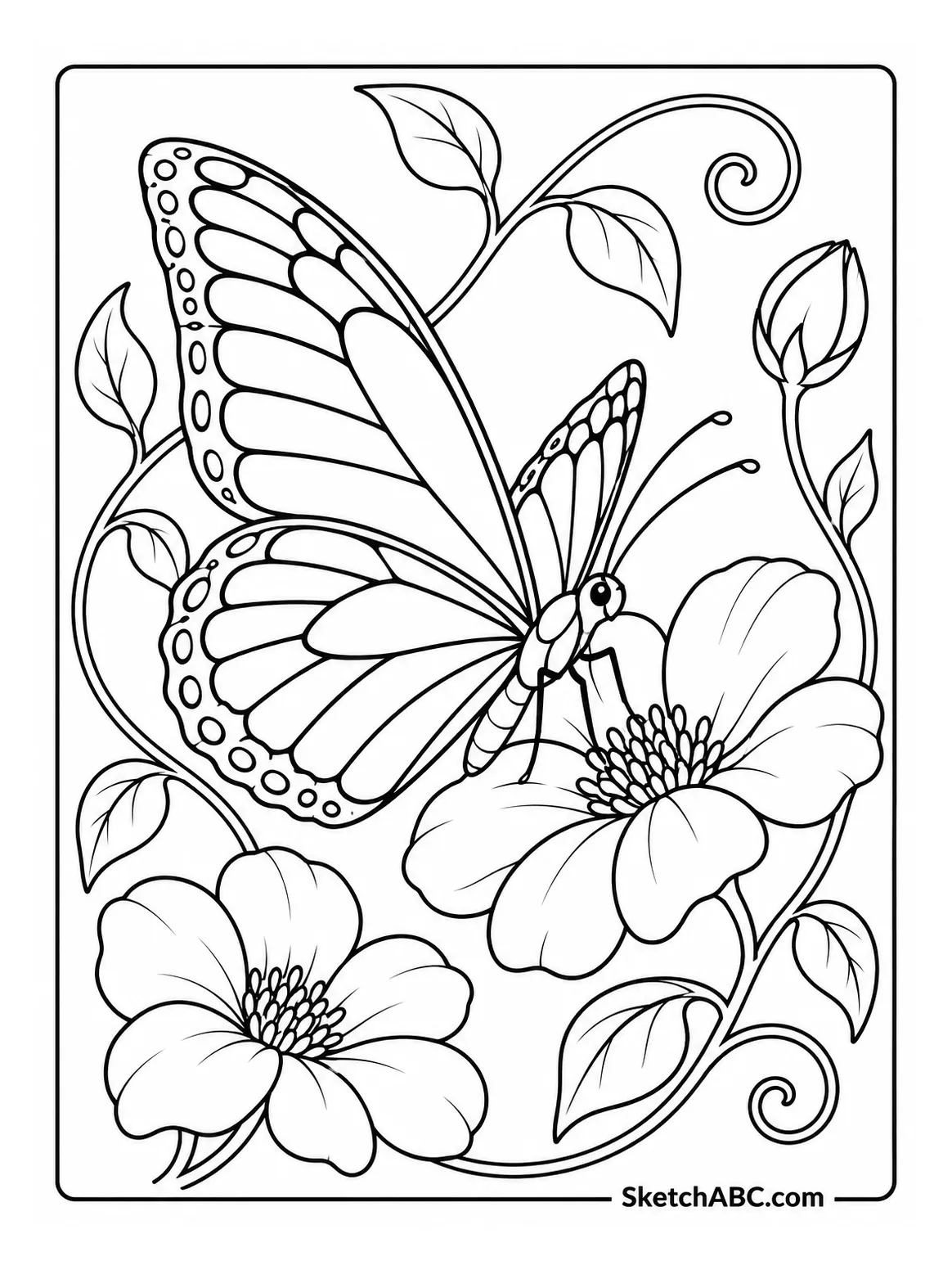 Butterfly Garden With Vines coloring pages