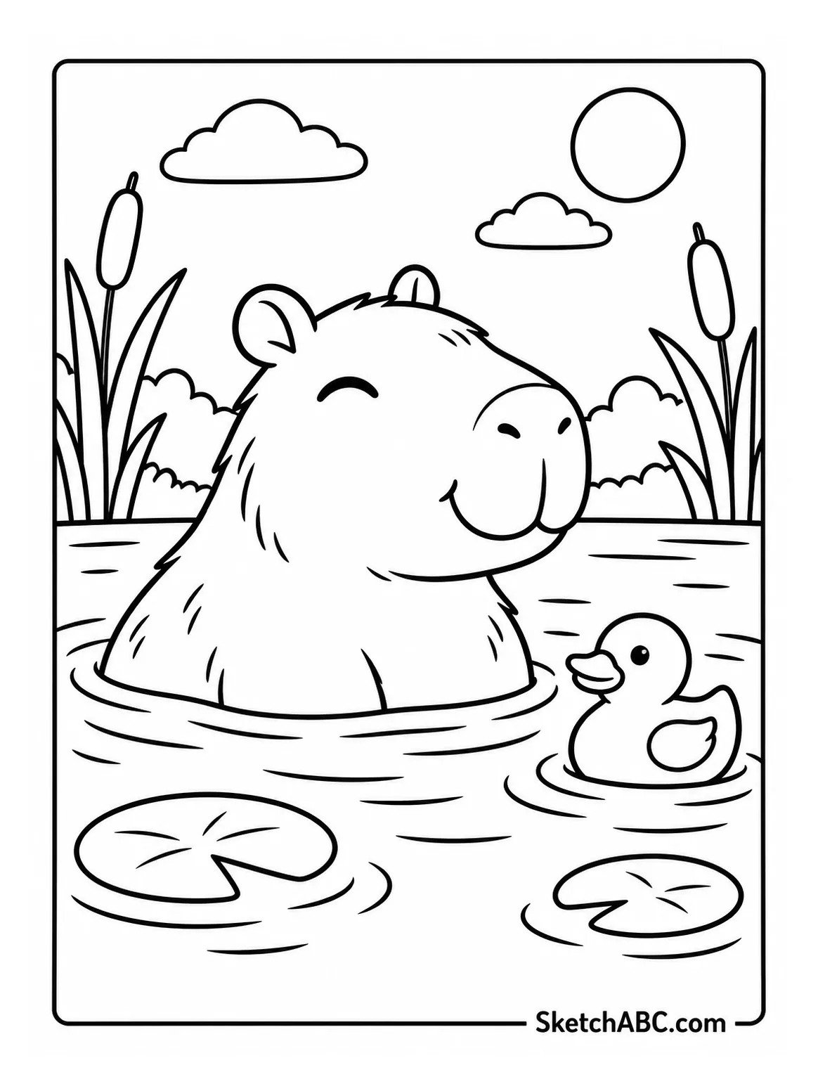 Capybara With a Rubber Duck coloring pages Capybara With a Rubber Duck coloring pages