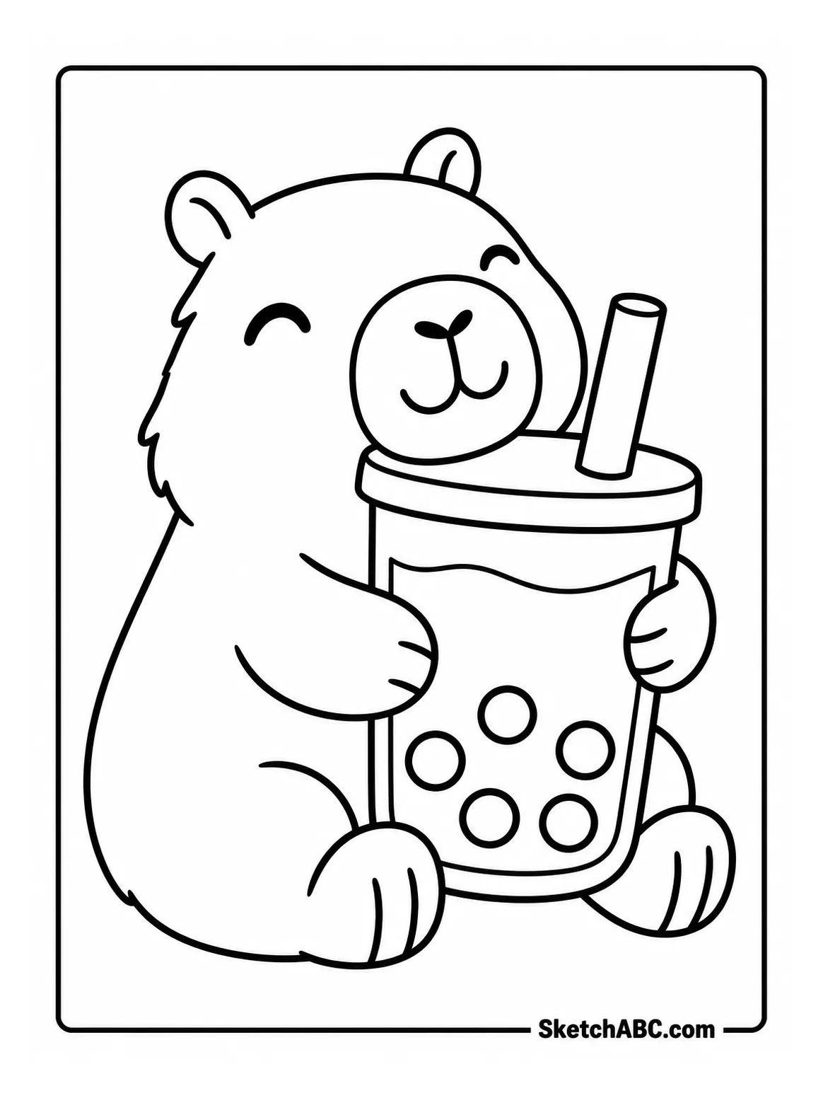 Capybara With Boba Drink coloring pages Capybara With Boba Drink coloring pages