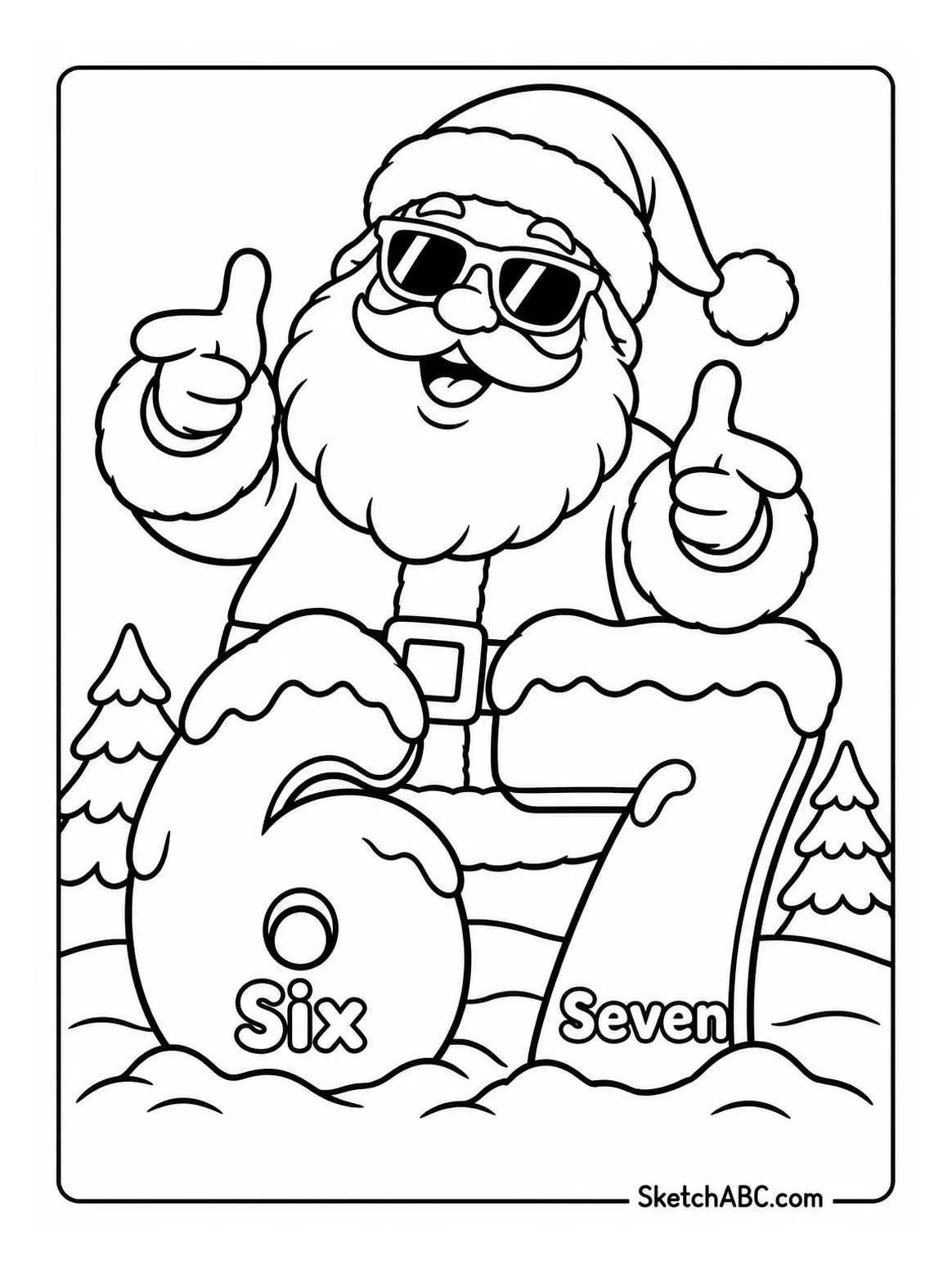 Cool Santa With Six Seven Style coloring pages