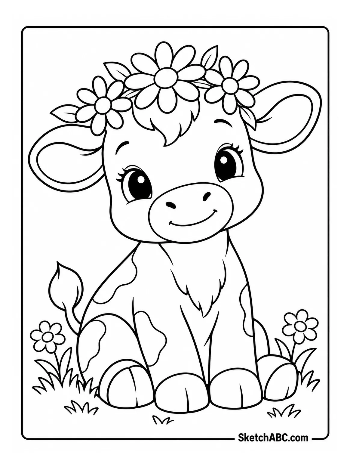 Baby Cow With a Flower Crown coloring pages Baby Cow With a Flower Crown coloring pages