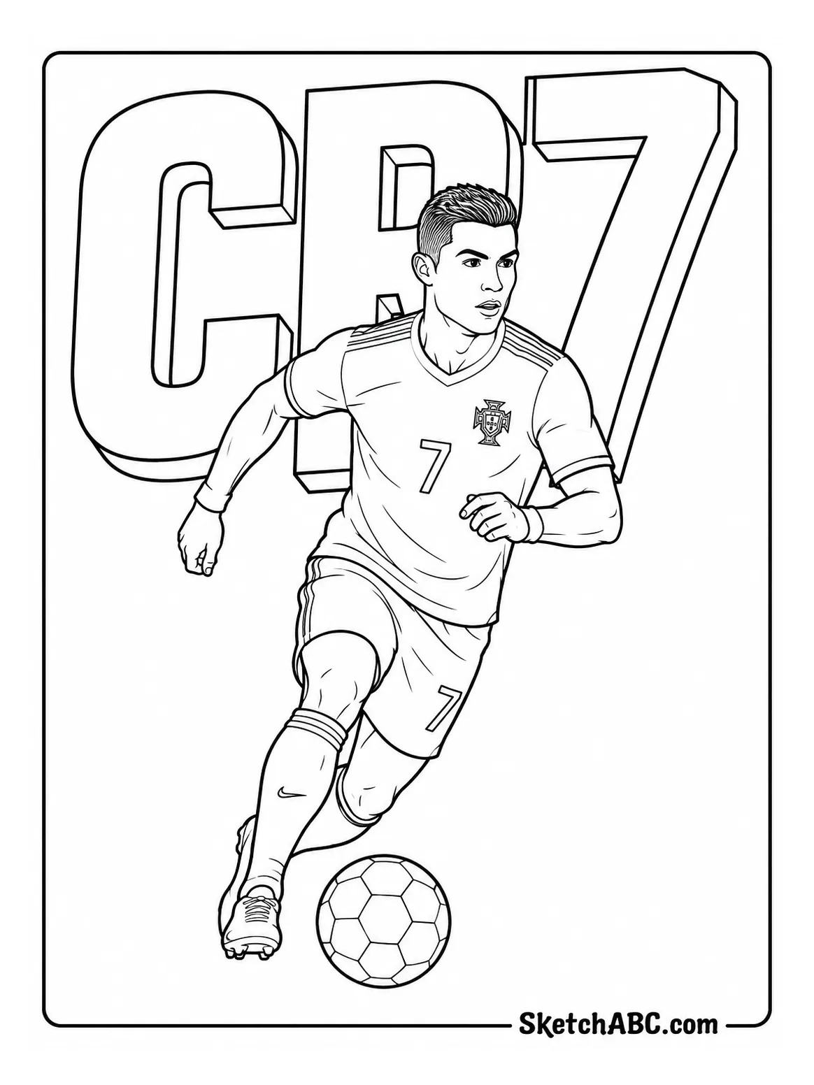 CR7 Running With Big Letters coloring pages