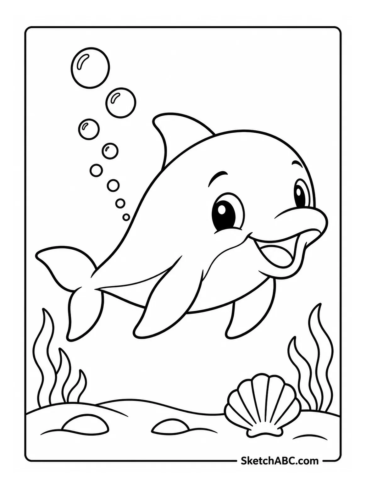 Baby Dolphin and Bubble Trail coloring pages Baby Dolphin and Bubble Trail coloring pages