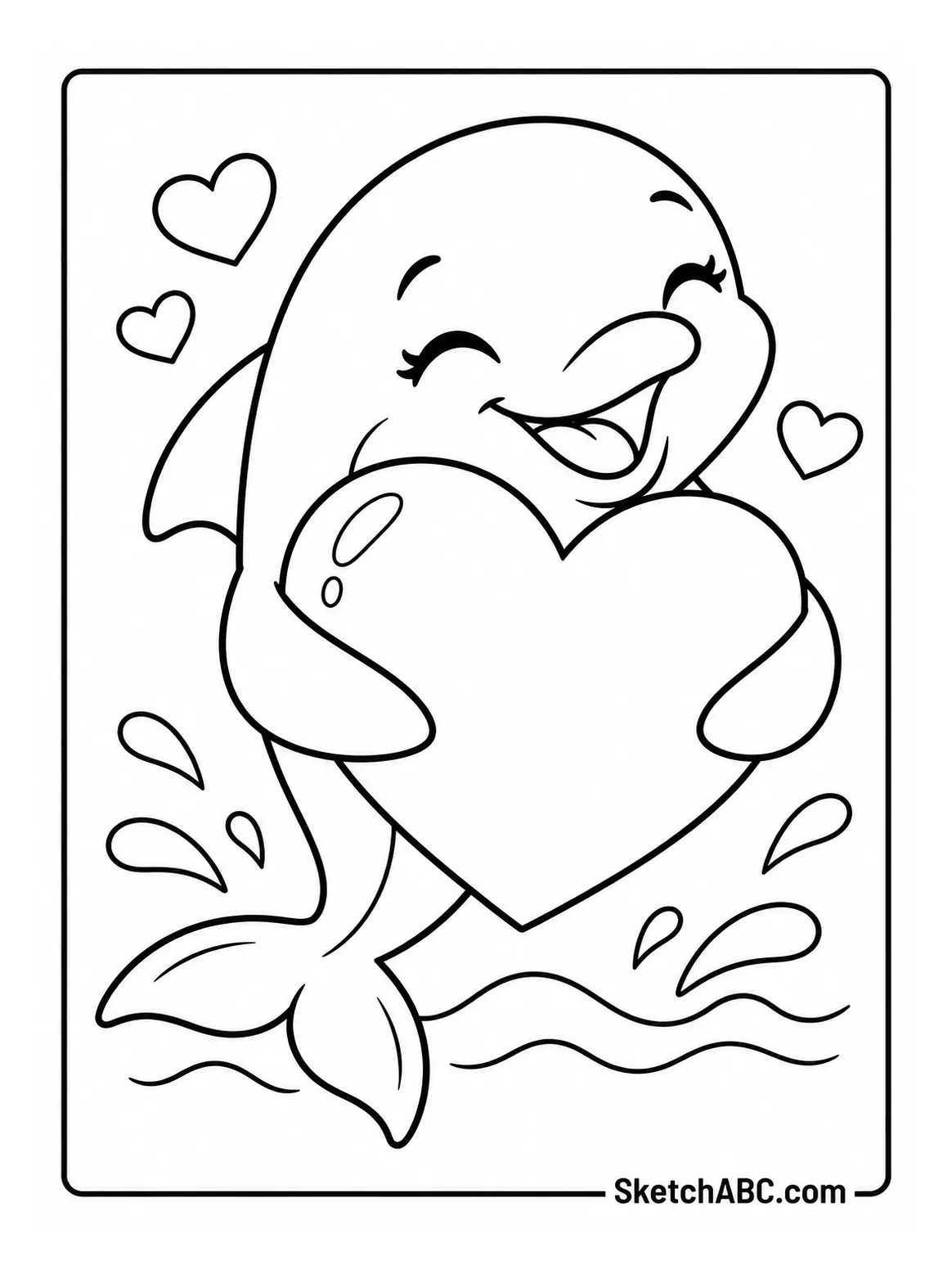 Dolphin Hugging a Heart coloring pages Dolphin Hugging a Heart coloring pages