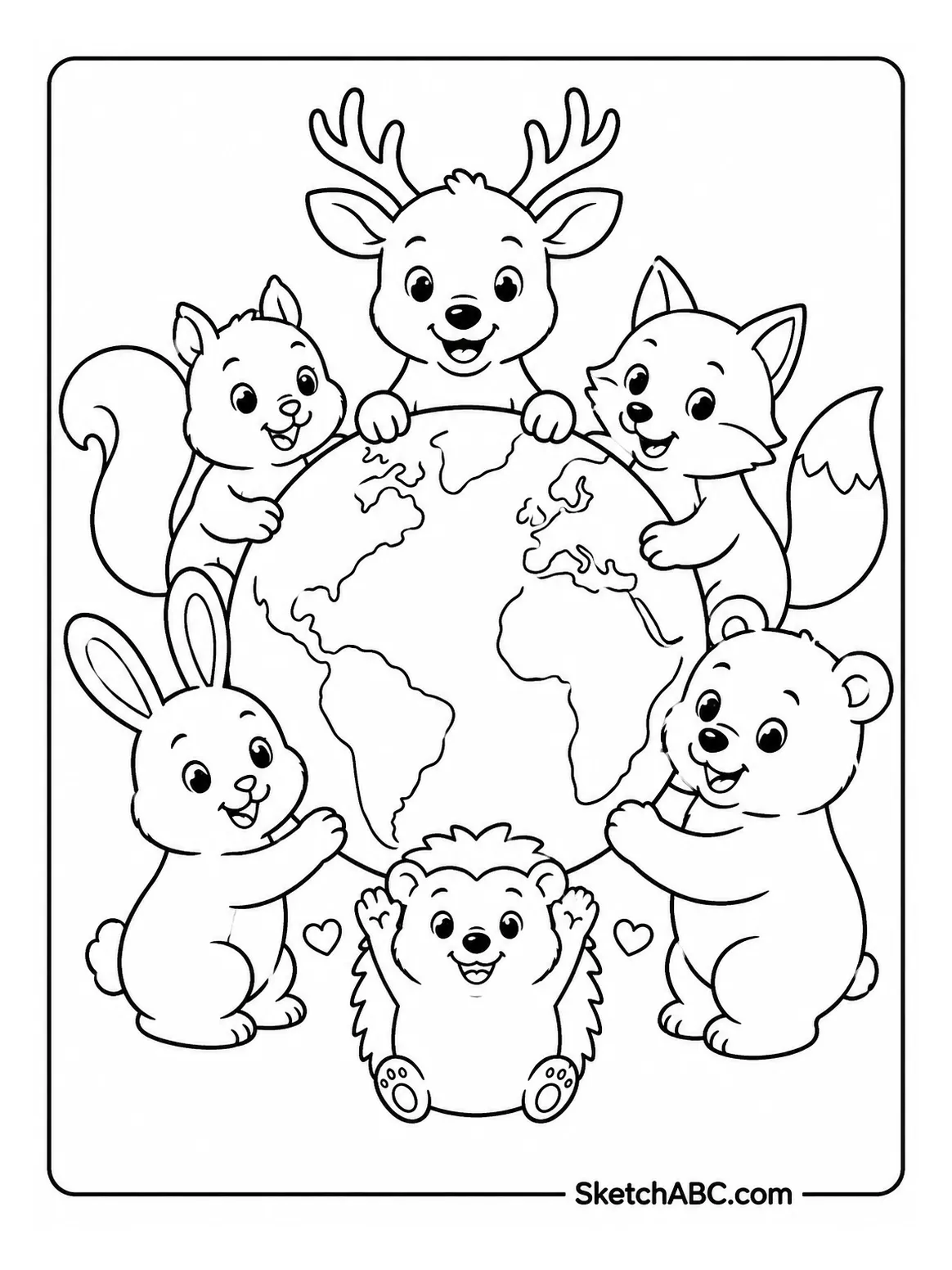 Forest Animals Love Earth coloring pages Forest Animals Love Earth coloring pages