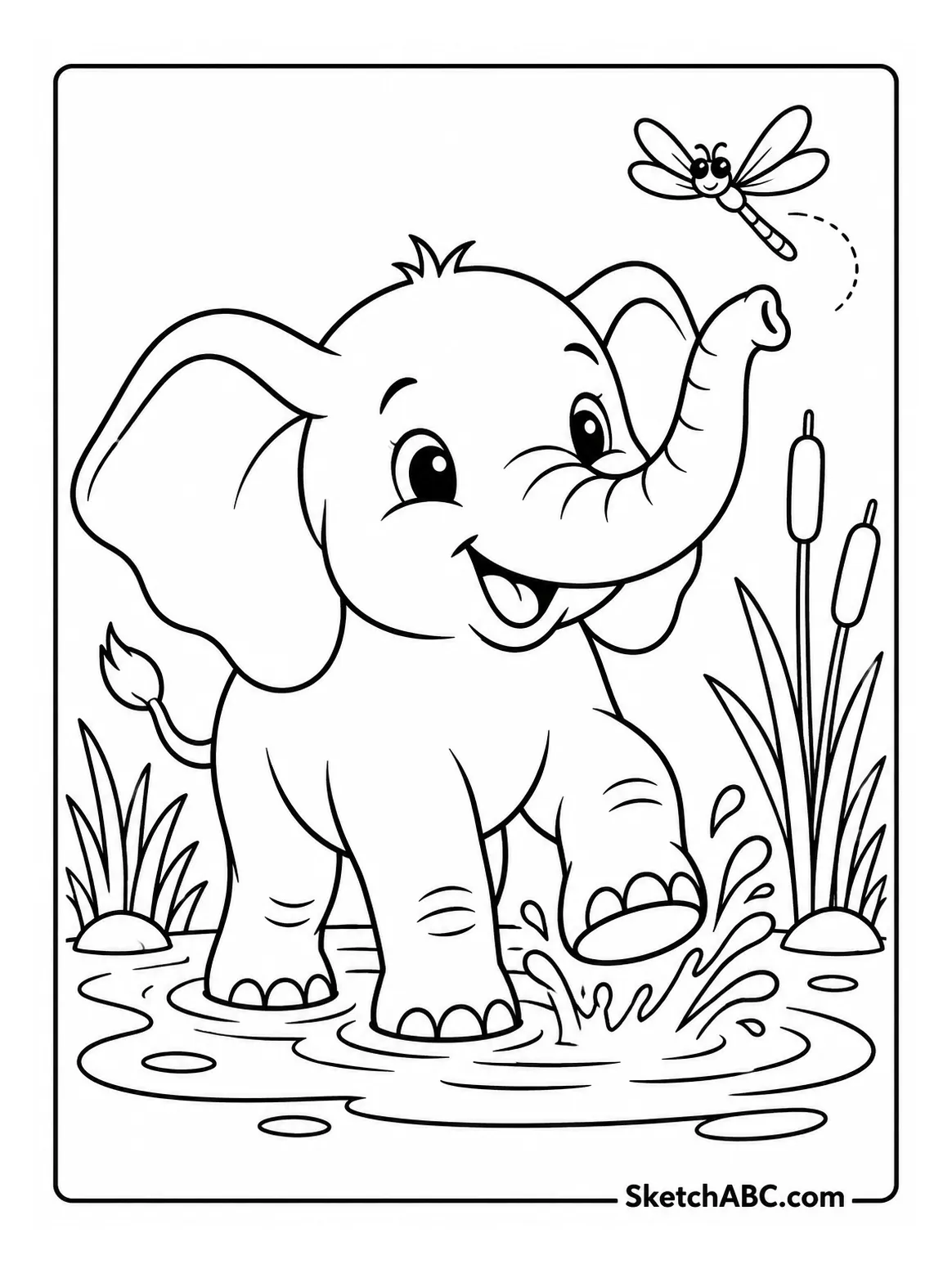 Baby Elephant Splash coloring pages Baby Elephant Splash coloring pages