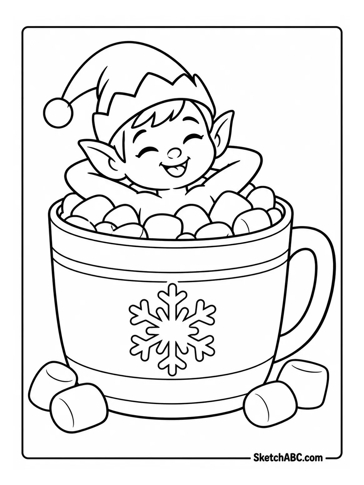 Marshmallow Bubble Bath Elf coloring pages