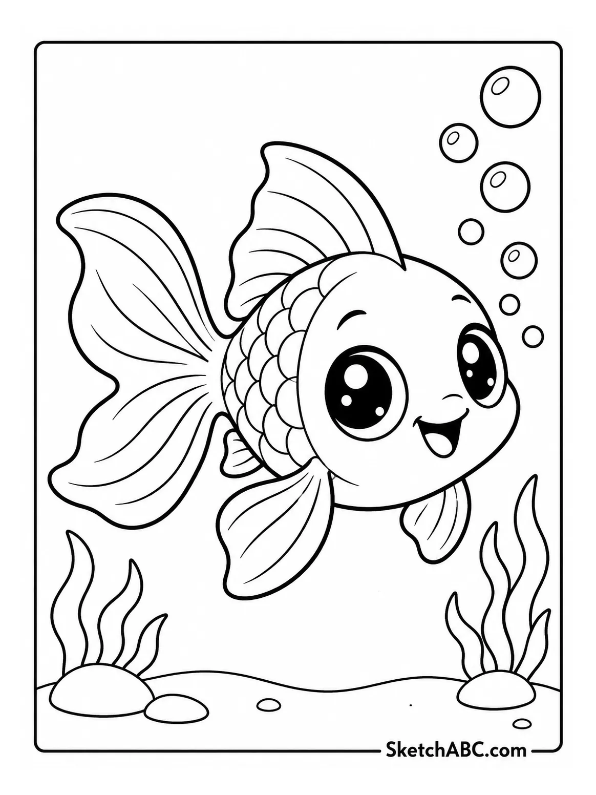 Big eyed Goldfish With Bubble Trail coloring pages Big eyed Goldfish With Bubble Trail coloring pages