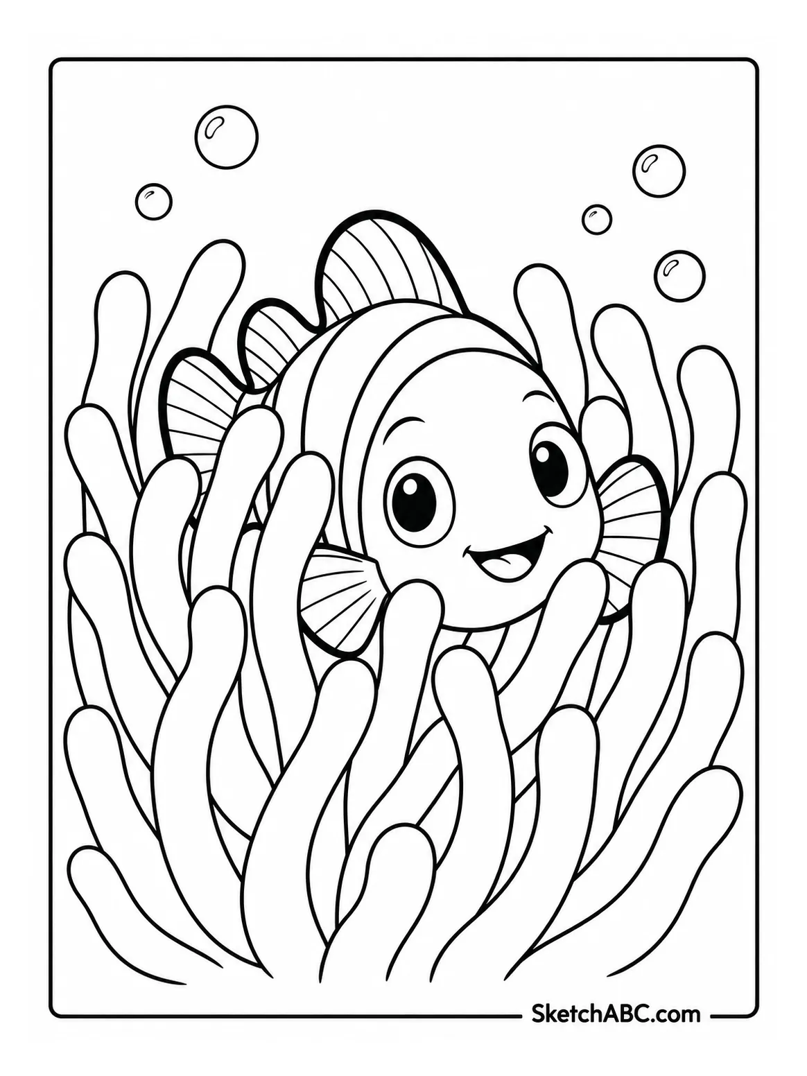 Clownfish in a Gentle Anemone coloring pages Clownfish in a Gentle Anemone coloring pages