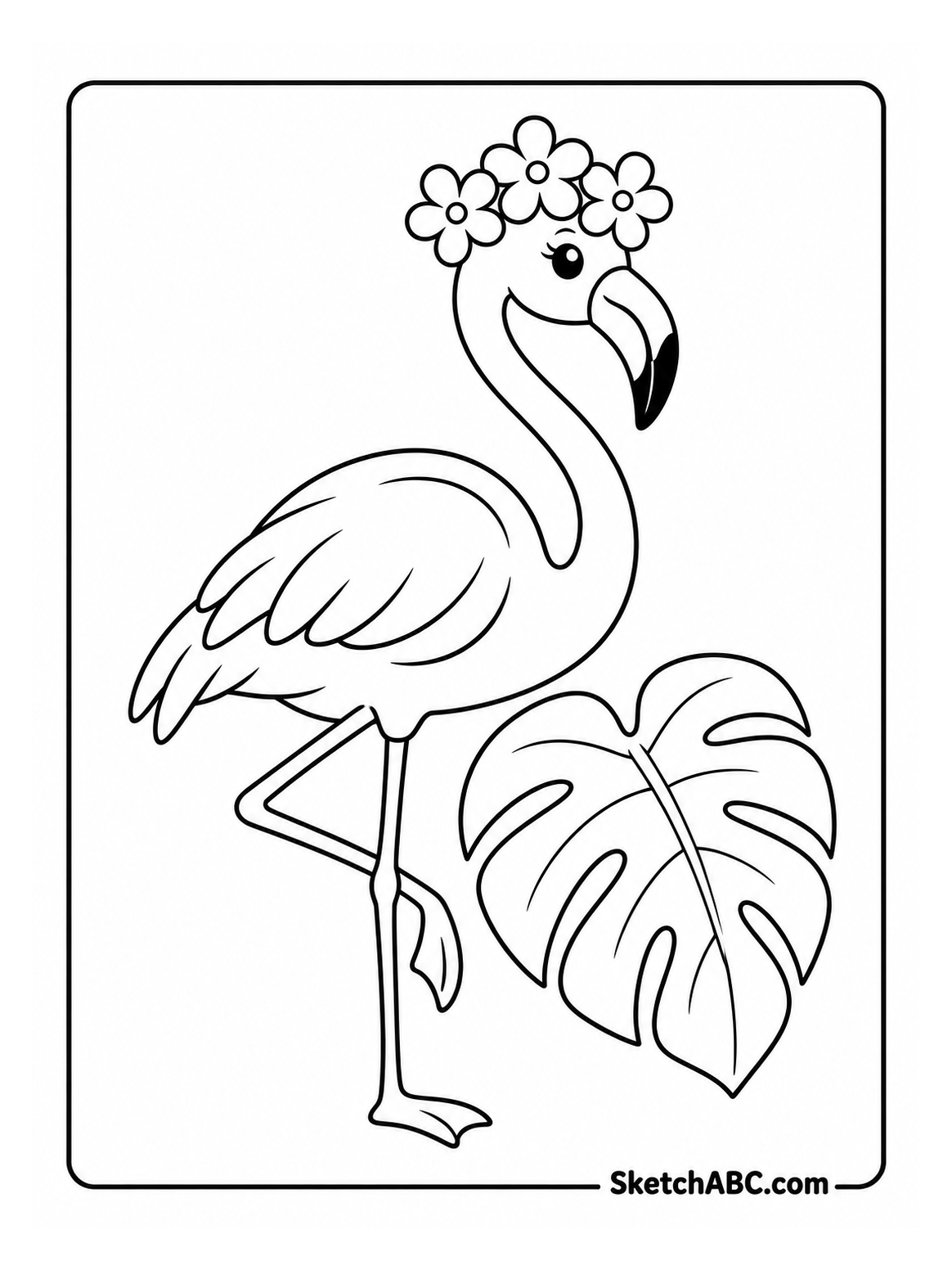 Flamingo Flower Crown coloring pages Flamingo Flower Crown coloring pages
