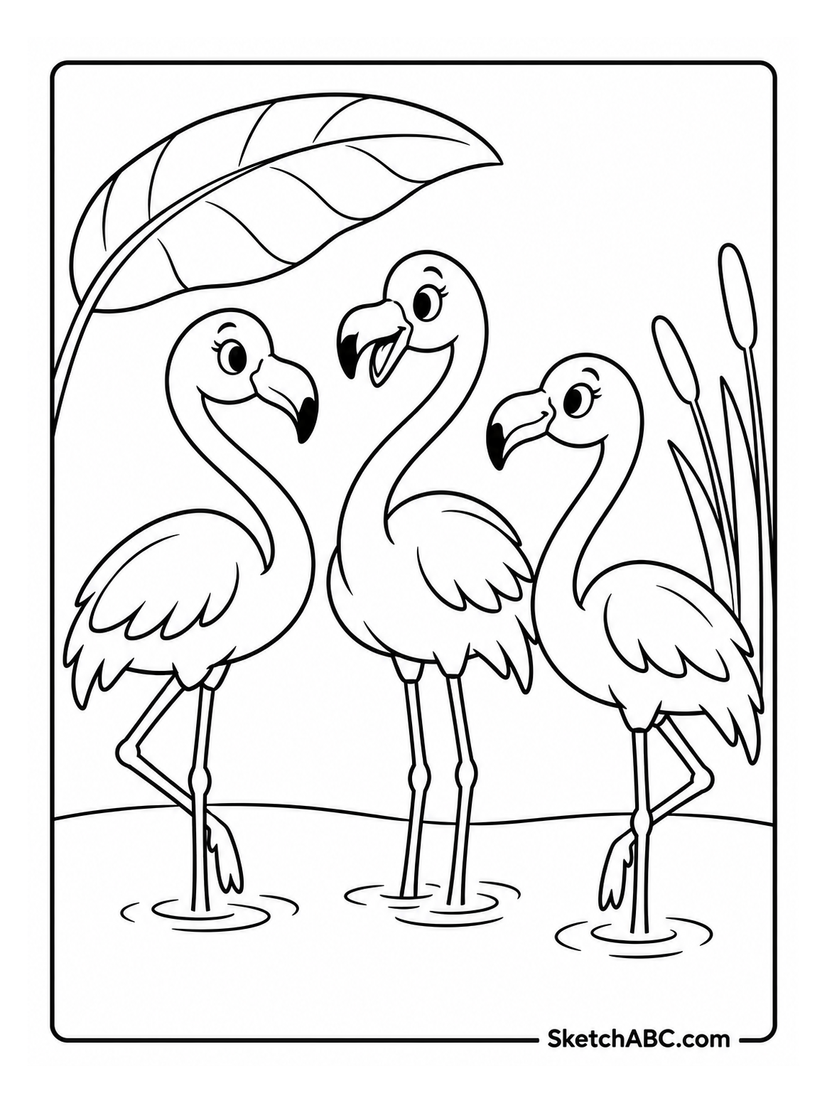 Flamingo Friends by the Water coloring pages Flamingo Friends by the Water coloring pages