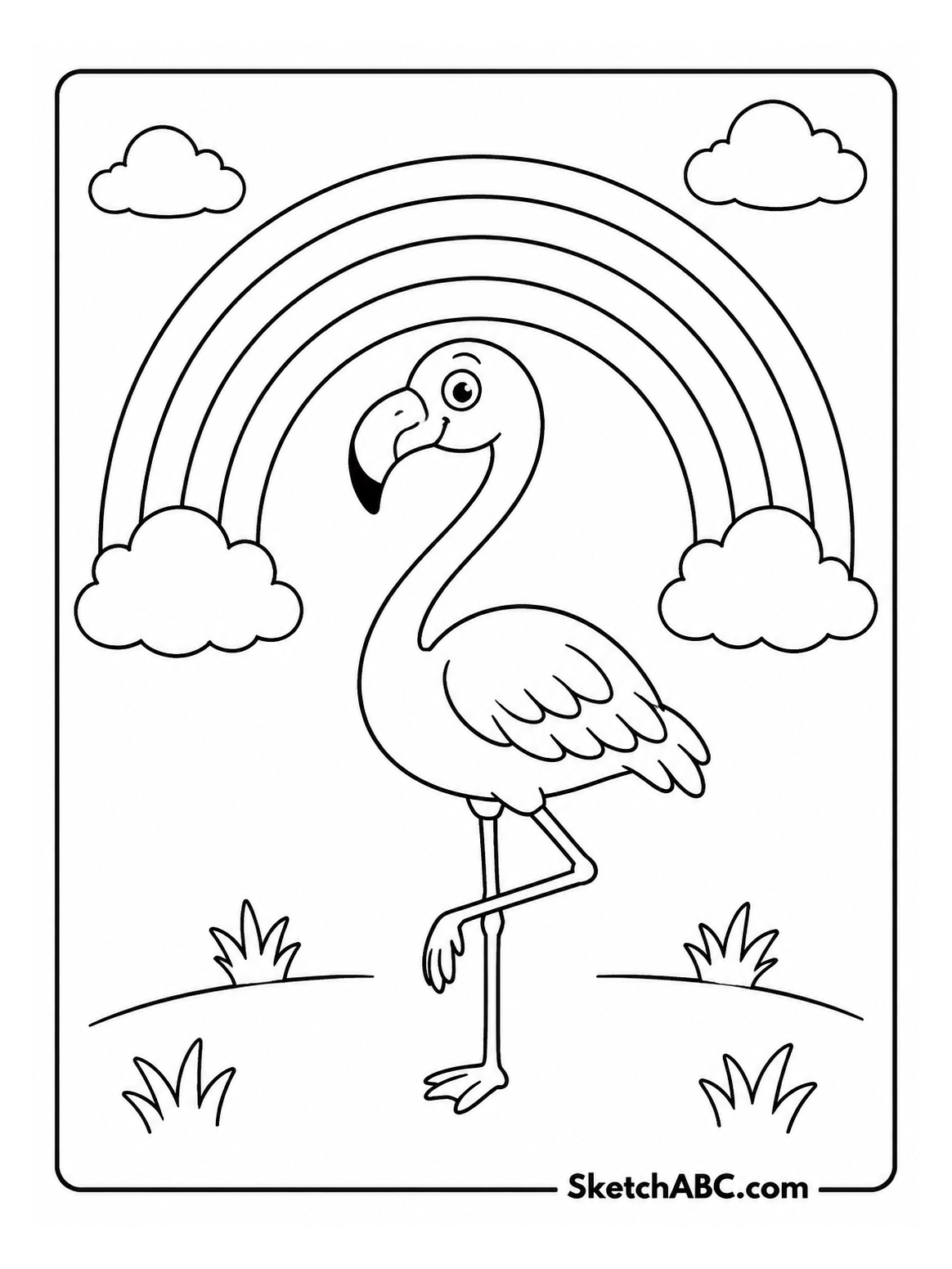 Flamingo Under a Rainbow coloring pages Flamingo Under a Rainbow coloring pages