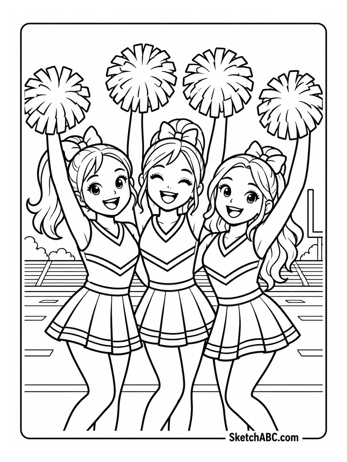 Cheerleaders on the Field coloring pages