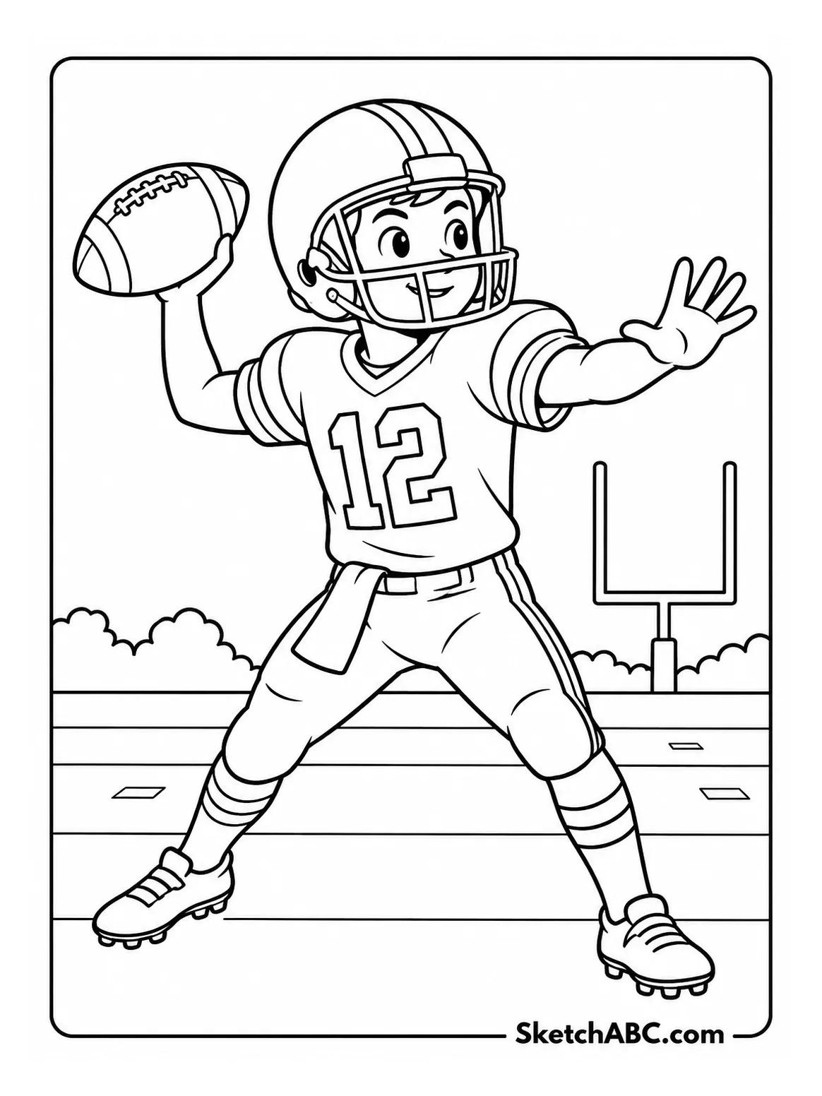Young Quarterback Throwing the Football coloring pages