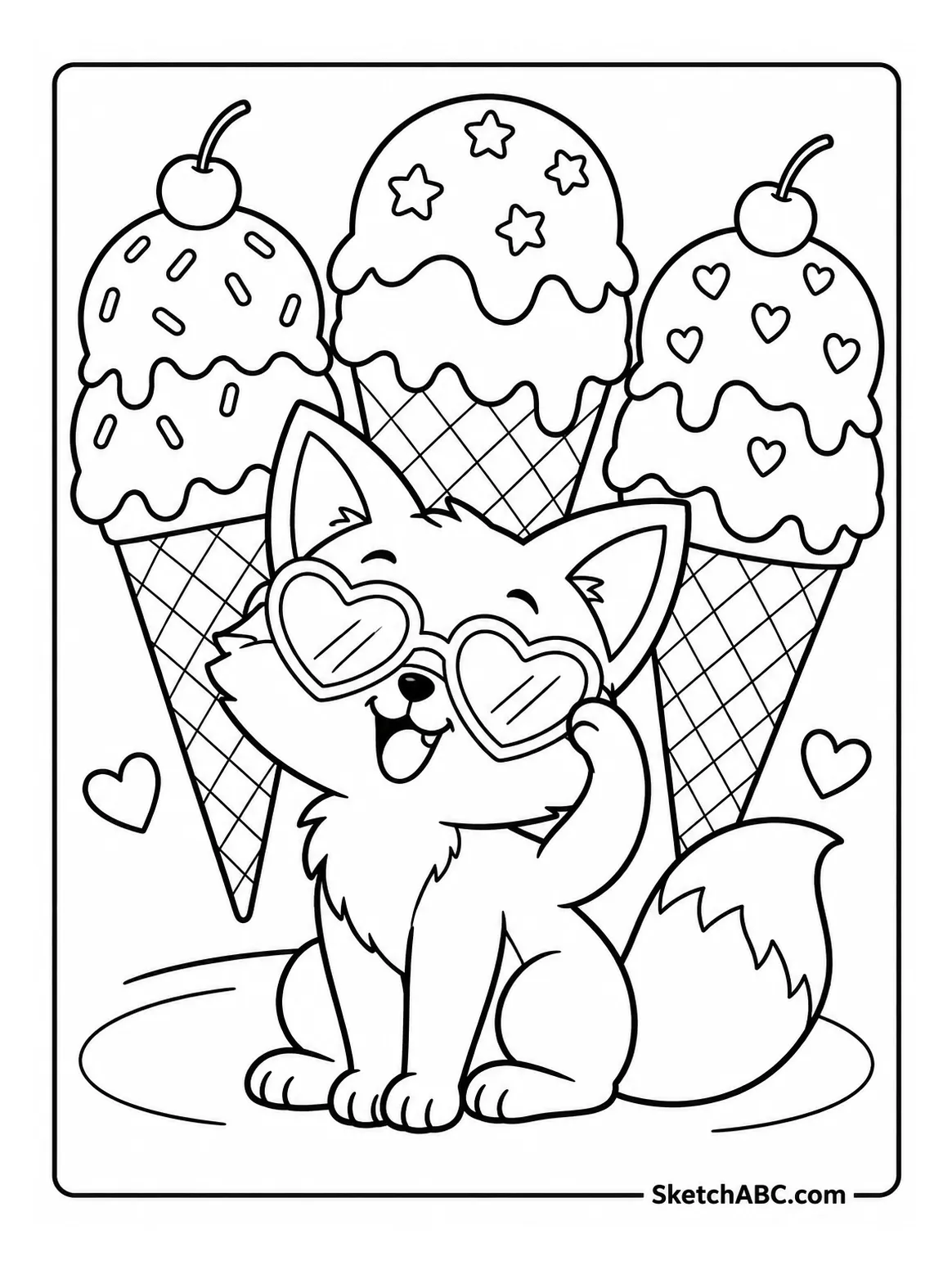 Sweet Fox and Ice Cream coloring pages Sweet Fox and Ice Cream coloring pages