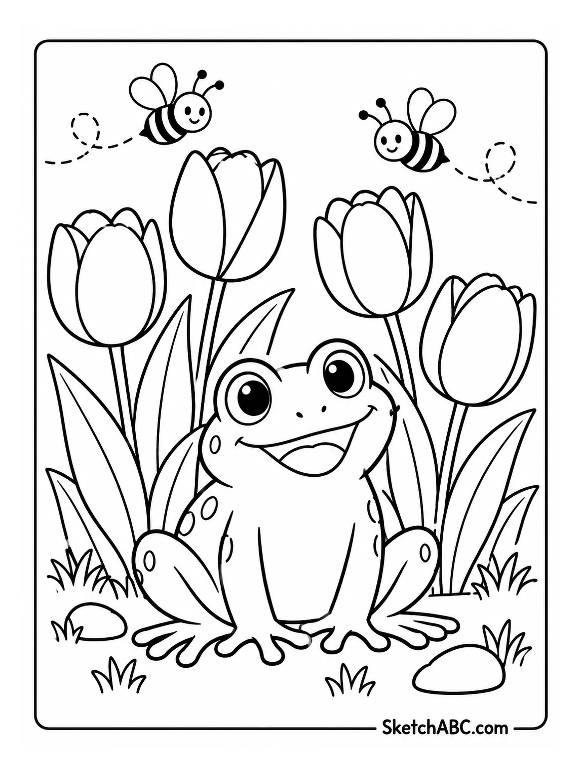 Frog in Spring Garden coloring pages Frog in Spring Garden coloring pages