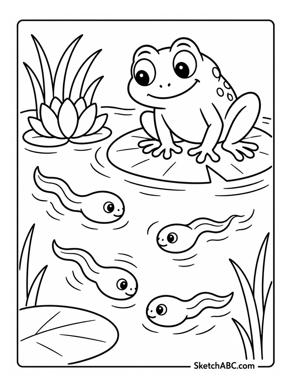 Tadpoles in the Pond coloring pages Tadpoles in the Pond coloring pages