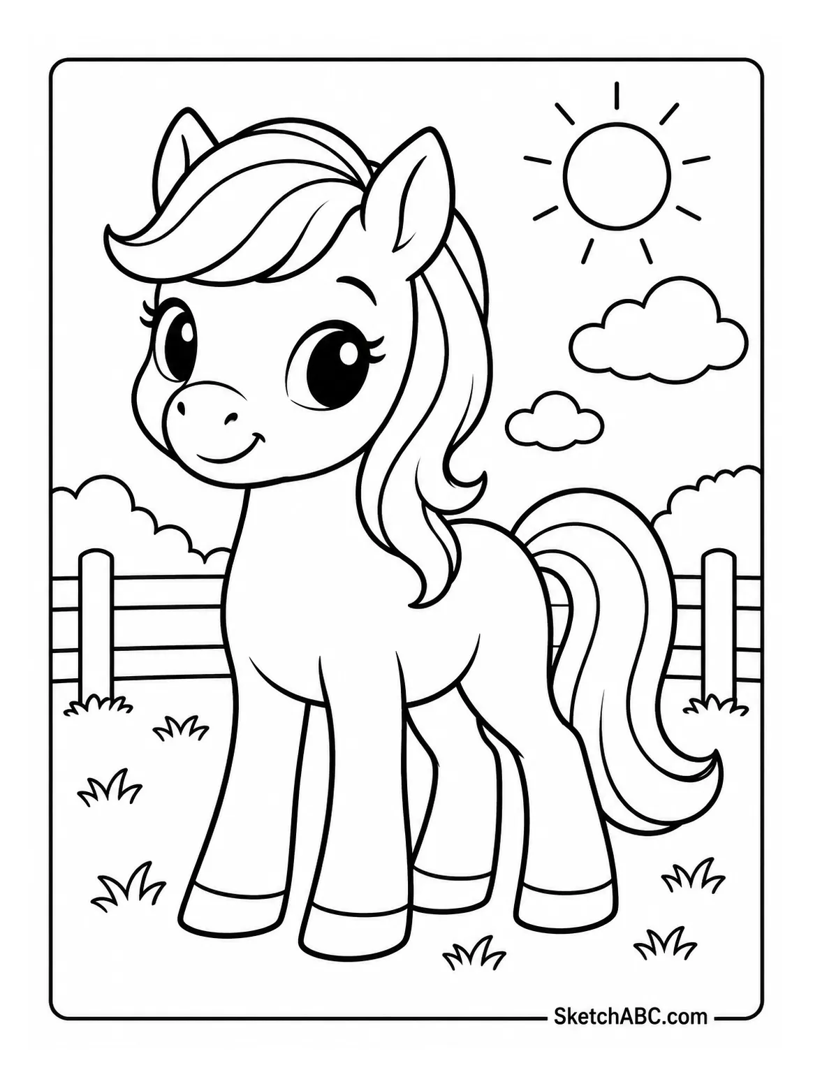 Cute Pony Smiling coloring pages
