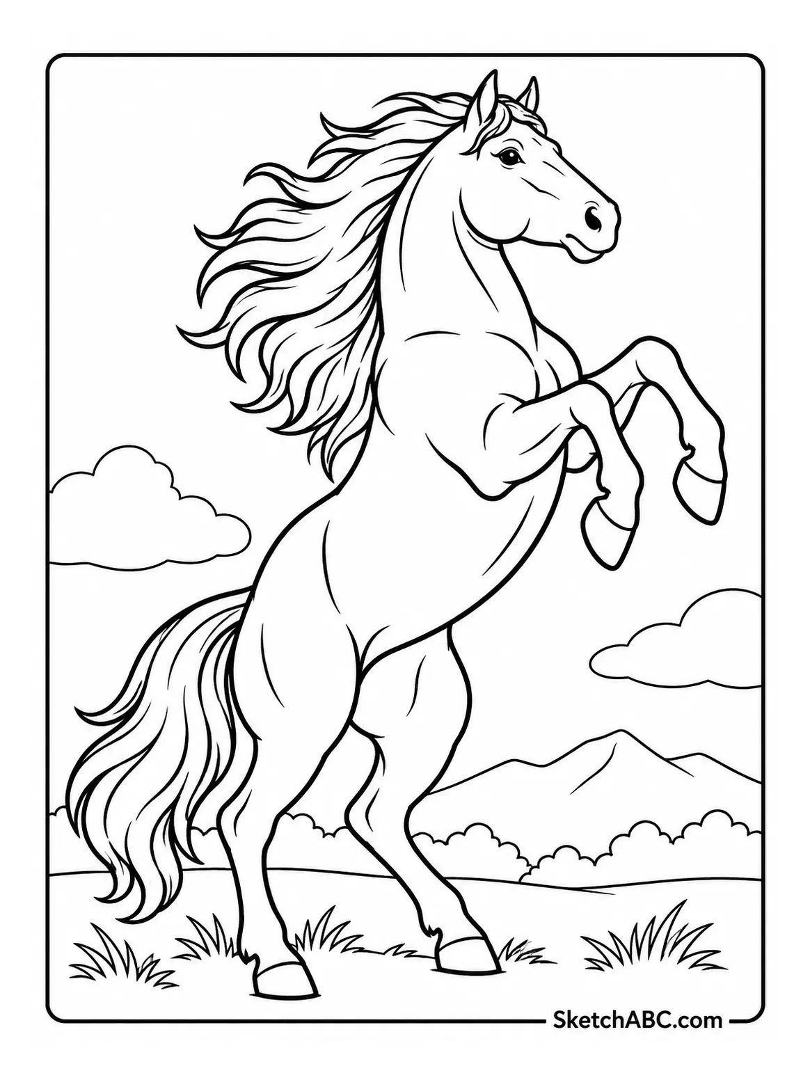 Rearing Wild Mustang coloring pages