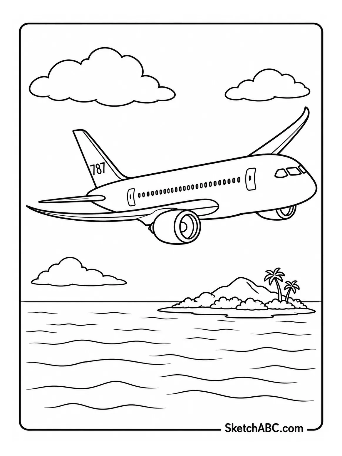 Boeing 787 Above the Ocean coloring pages Boeing 787 Above the Ocean coloring pages