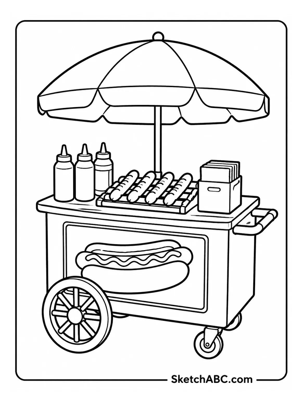 JULY Hot Dog Cart coloring pages
