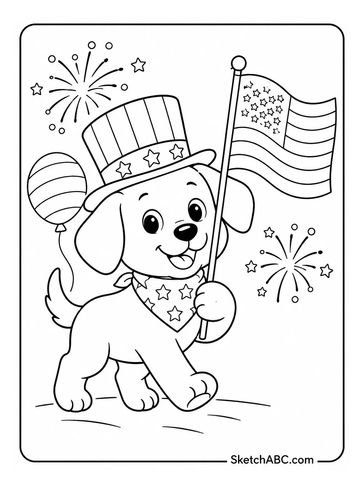 JULY Parade Puppy coloring pages