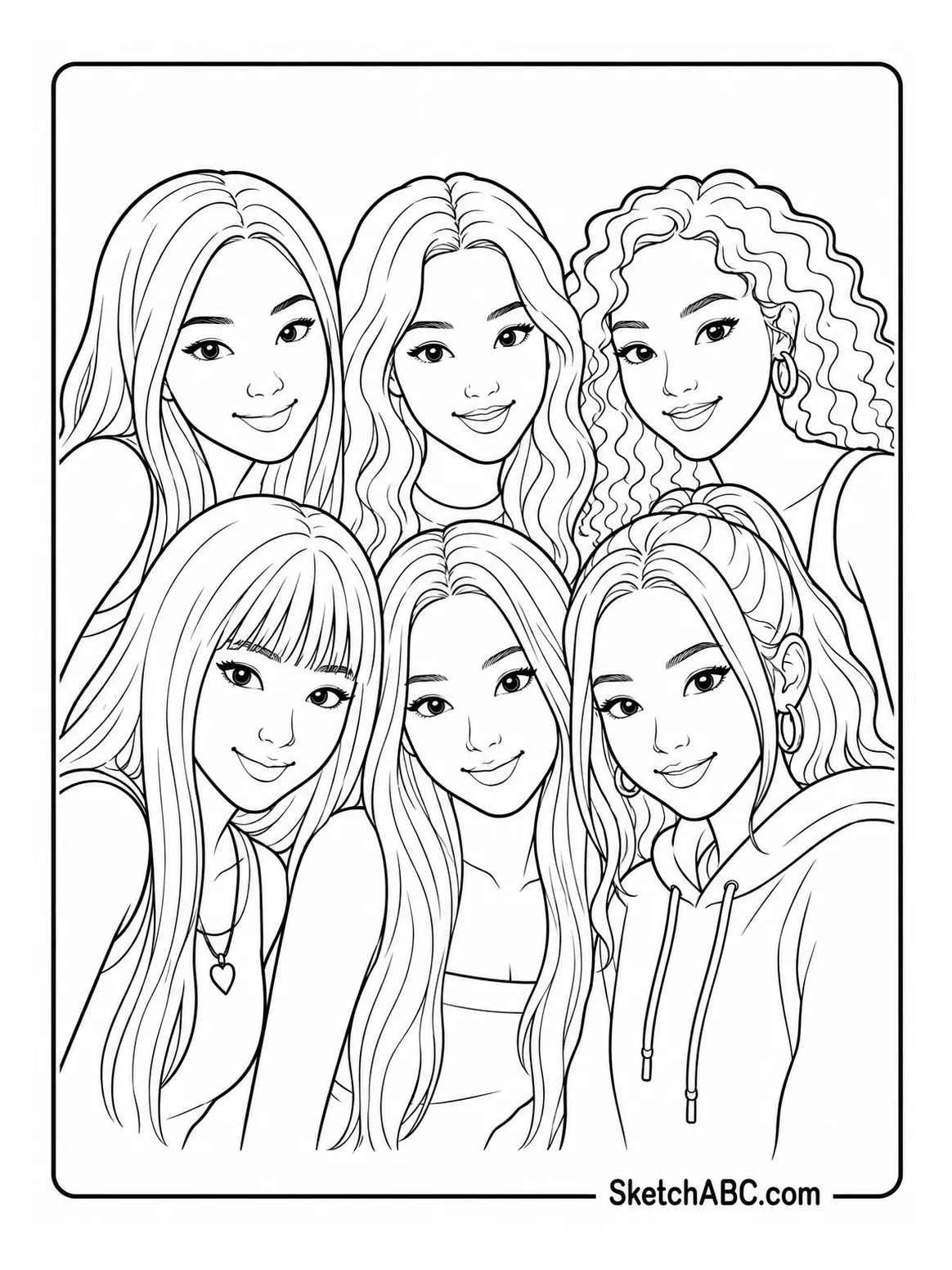 Katseye Close up Group Shot coloring pages