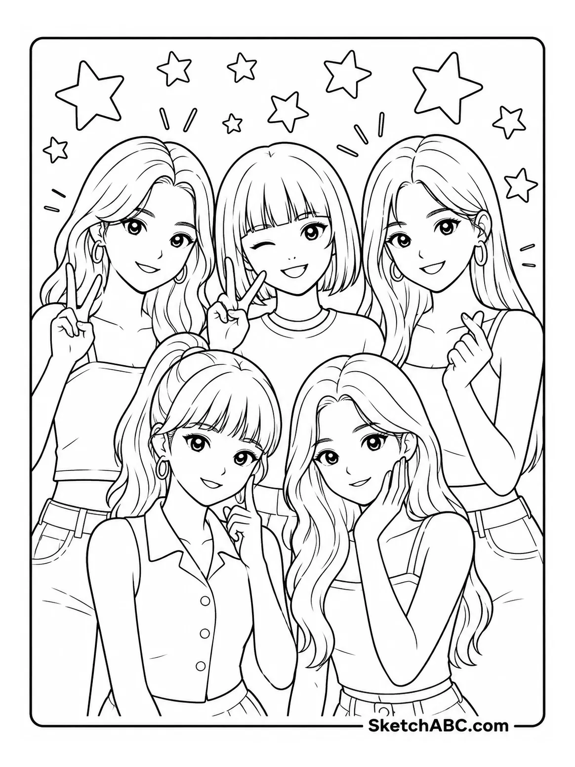 LE SSERAFIM Spaghetti Group Poster coloring pages LE SSERAFIM Spaghetti Group Poster coloring pages
