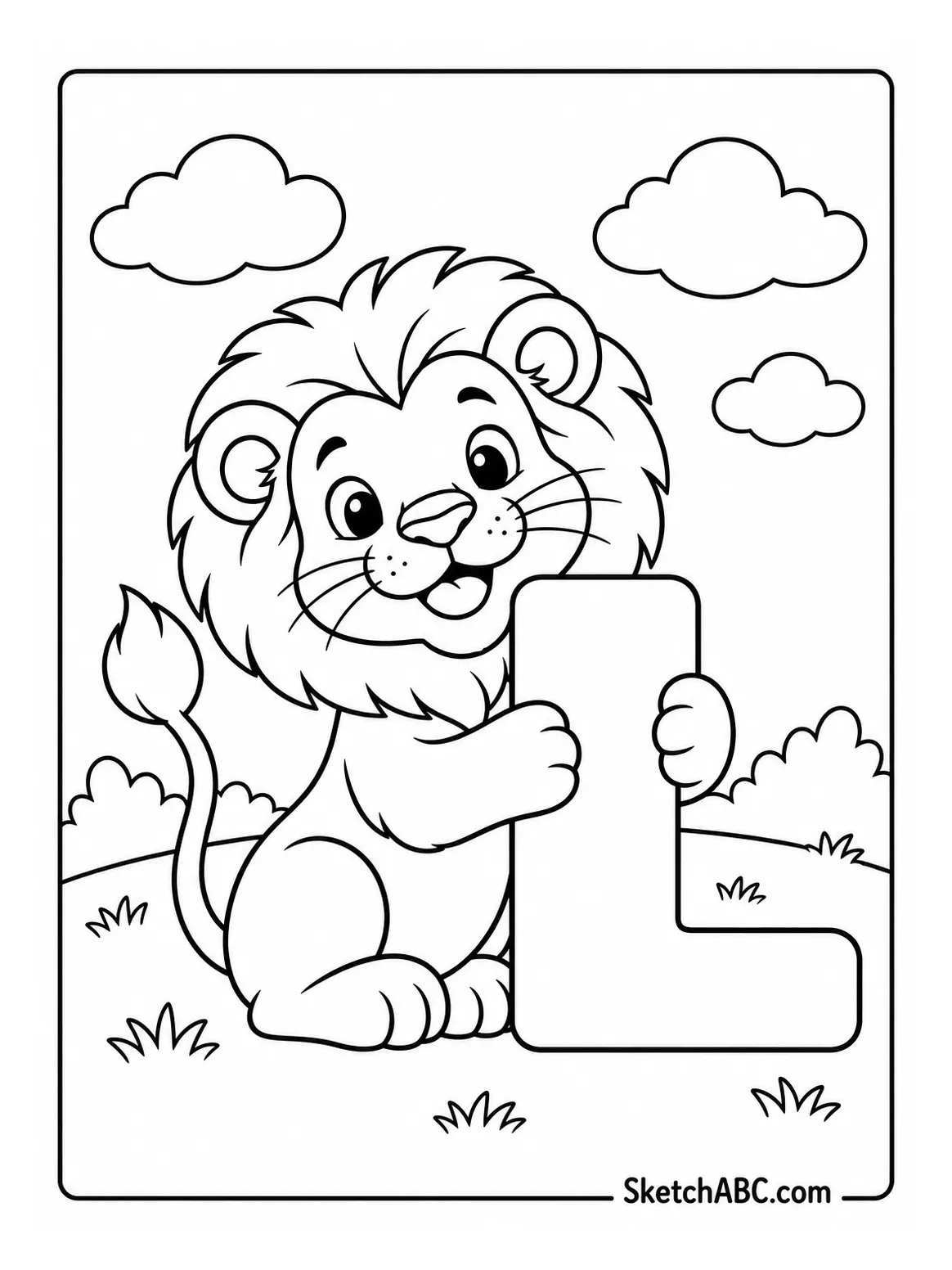 Lion with the Letter L coloring pages Lion with the Letter L coloring pages