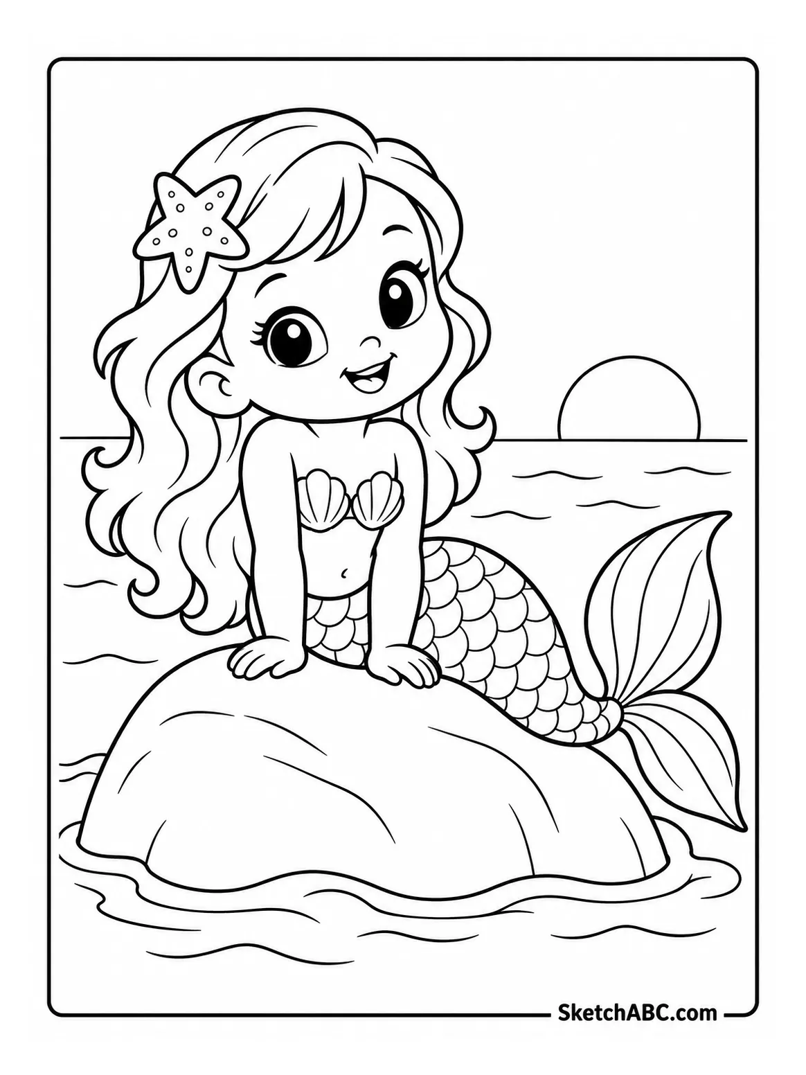Merbaby on a Rock coloring pages Merbaby on a Rock coloring pages